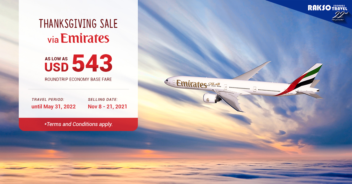 Rakso Travel - Thanksgiving Sale Via Emirates